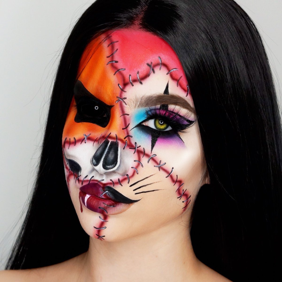 Страшный макияж на хэллоуин
