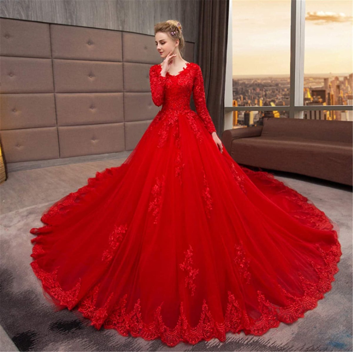 Свадебное красное платье