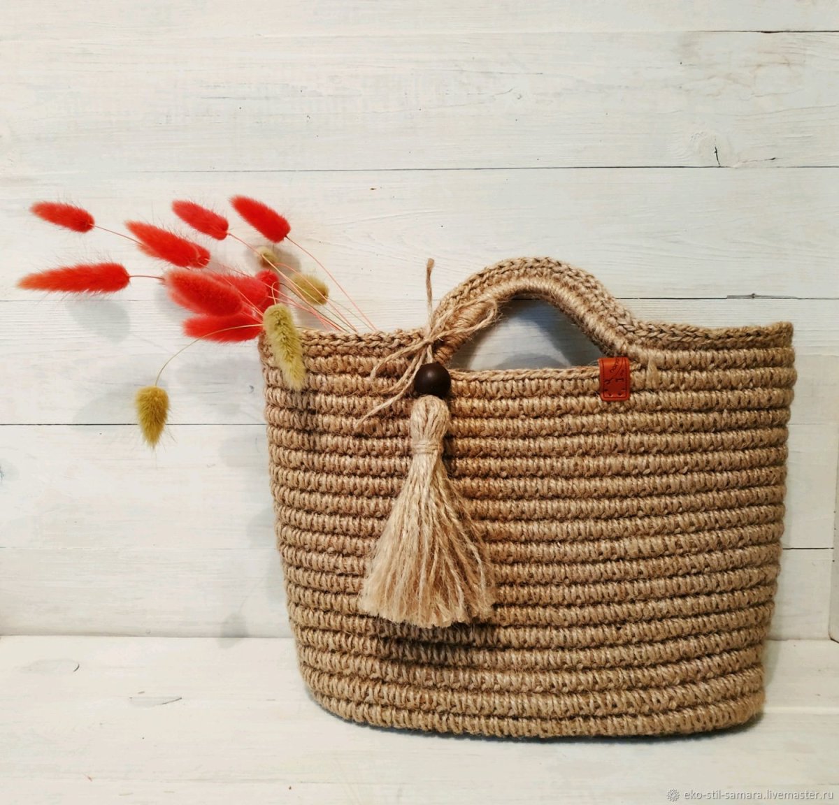 Вязание сумок из джута