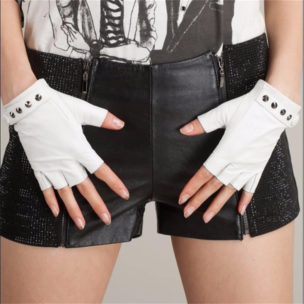 Кожаные перчатки без пальцев женские