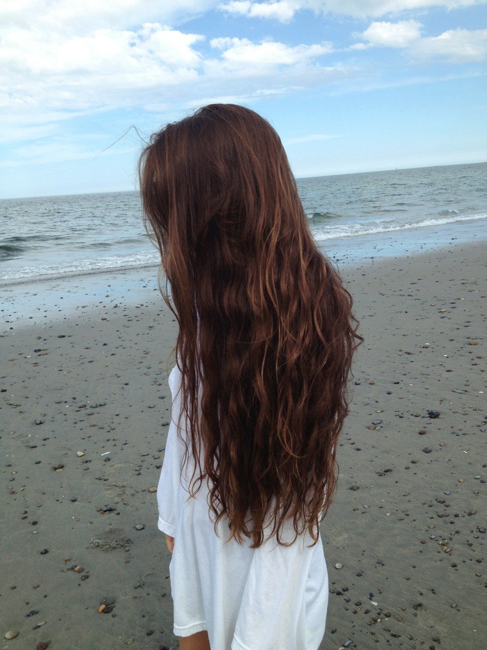 Девушка со спины с длинными волосами