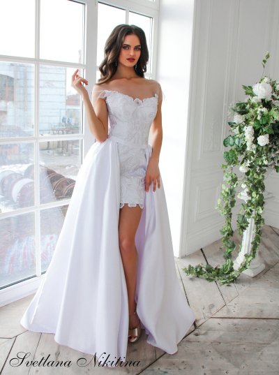 Свадебное платье со съемной юбкой