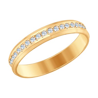 Кольцо дорожка с бриллиантами из желтого золота