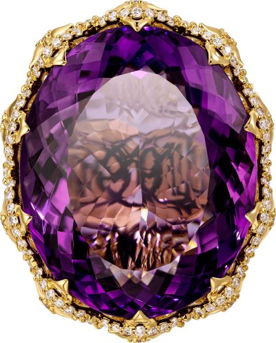 Золотое кольцо с аметистом и бриллиантами
