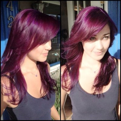 Красно фиолетовый цвет волос