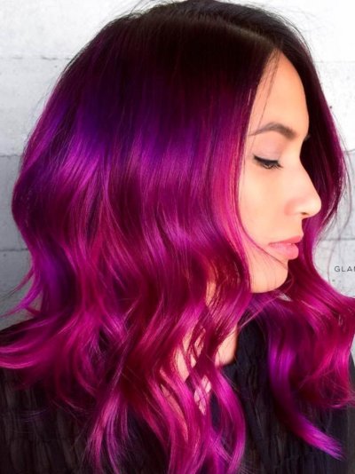 Красно фиолетовые волосы